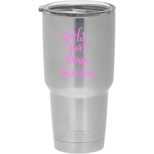 Cups drinkware tumbler sticker - PINK Girls just wanna have fun - funny inspirational cool sticker decal