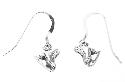 Sterling Silver Oxidized Figure Skating Skates Dangle Earrings