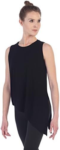 American Fitness Couture Womens Asymmetric Side-Tie Yoga Tank, Black Lg/XL