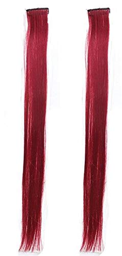 Prime Set Of 2 Pcs Colored Hair Extensions Streaks Clip For Women