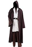 Fancycosplay Jedi Robe Cosplay Costume Set Brown with White Outfit Halloween with Belt and Pocket (XXL)