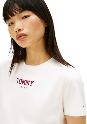 T-shirt feminina essencial de manga curta com gola redonda, branca (Ecru), 6XL