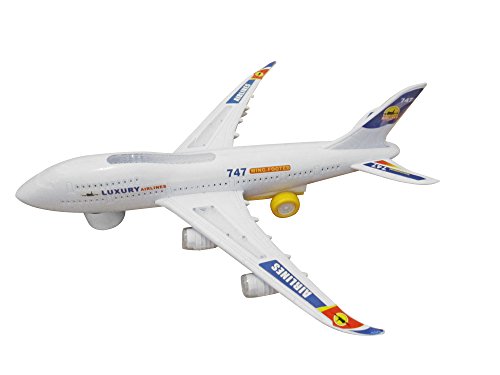 Toyhoo Electric Boeing 747 Kids Action Airplane, Plane with Attractive Lights and Sounds - Changes Direction On Contact - Bump and Go