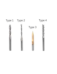 hqmaster End Mill Combinación Kit Set CNC Router Bits cortador herramienta de fresado de corte (4 Tipo de, cada 10pcs) incluyendo el Flat Nose Ball Nariz End Mill, 30 ° V Shape grabado Bits y 4 flautas End Mill