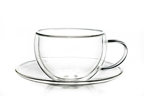 Creano Thermo-Tasse, doppelwandige Tee-/Latte Macchiato Cappuccino Tasse mit Untersetzer | 250 ml – Bild 6