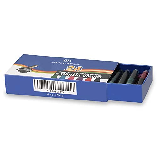 Dryden Designs Fountain Pen Ink Cartridges ASSORTED COLORS Black