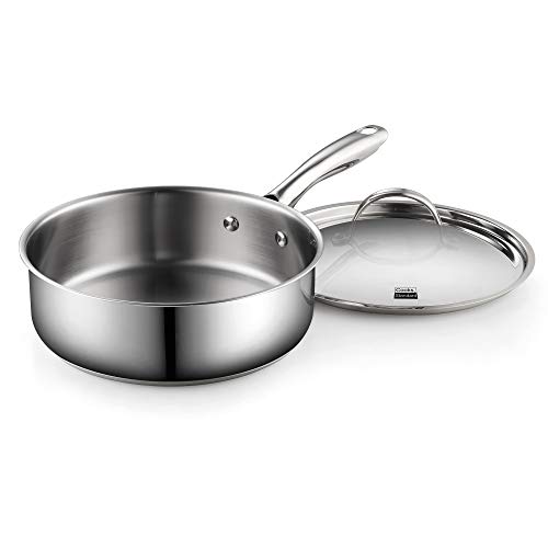 Cooks Standard Classic Stainless Steel Deep Saute Pan with Lid, 3.5QT