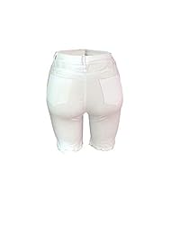 KPBS Pantalones vaqueros cortos para dama, ajustados, elásticos, con bolsillo