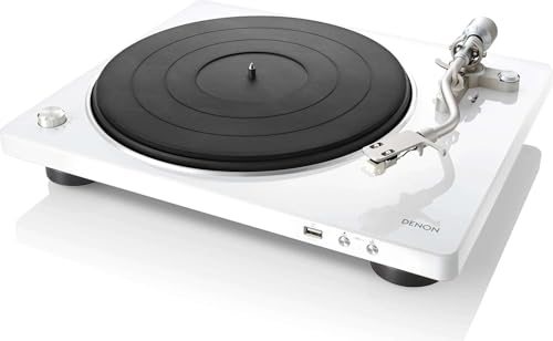 Denon Record Player for Vinyl Records, Vinyl Turntable with USB port -White