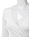 Doublju Deep V-Neck Fitted Surplice Wrap Crop Top for Women with Plus Size White Small