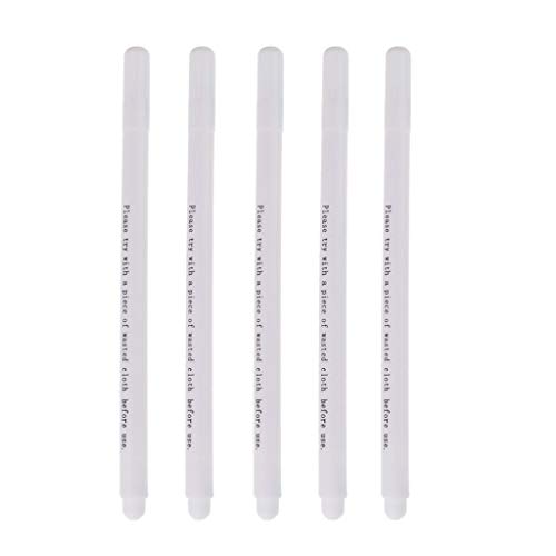 5 Pieces 2mm Water Erasable Soluble Pen Fit for Fabric Cloth Temporary Marking (White)