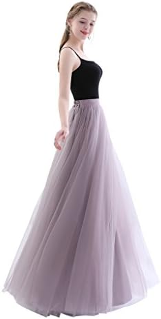 Future Girl Women's Maxi Skirts High Waist Holiday Formal Skirt (M, Gray Purple)