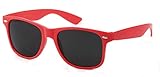 Wayfarer Style Sunglasses by Retro Rewind- Bright Neon or Solid Colors with Classic 80s Style Design (Neon Red)