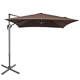 Sundale Outdoor 8.2ft Square Hanging Roma Offset Umbrella Outdoor Patio Sun Shade Cantilever Crank Canopy (Coffee)