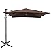 Sundale Outdoor 8.2ft Square Offset Hanging Umbrella Market Patio Umbrella Aluminum Cantilever Pole with Crank Lift, Corss Frame, Polyester Canopy, 360°Rotation, for Garden, Deck, Backyard (Coffee)