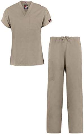 MediFit Men's Basic Solid Two Piece Medical Top &amp; Pants Scrub Set(MENSET-MED,GRY-3XL)