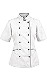 Chef Attires Short Sleeves Women's Ladies Chef's Coat Jackets by M (to Fit Bust 36-37), White