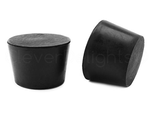 6 Pack - CleverDelights Solid Rubber Stoppers - Size 7 - 37mm x 28mm - 30mm Long - Black Plug Lab #7