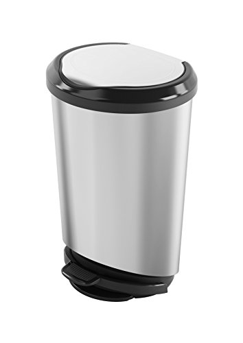KIS Stainless Steel Tondo Step-On Wastebasket, 11.5 gallon (Set of 4)