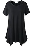 Lanmo Womens Swing Tunic Tops Loose Fit Comfy Flattering T Shirt (2X, Black)