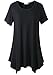 LARACE Womens Swing Tunic Tops Loose Fit Comfy Flattering T Shirt (2X, Black)