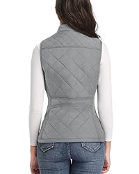 LONGKING Gray Women's Vest, Stand Collar