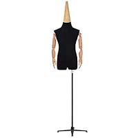 YANZHEN Female Mannequin Torso Body Child Model Props Human Torso Wearing Form Fashion Student Height Adjustable Iron Art, 2 Colors (Color : Black, Size : S)