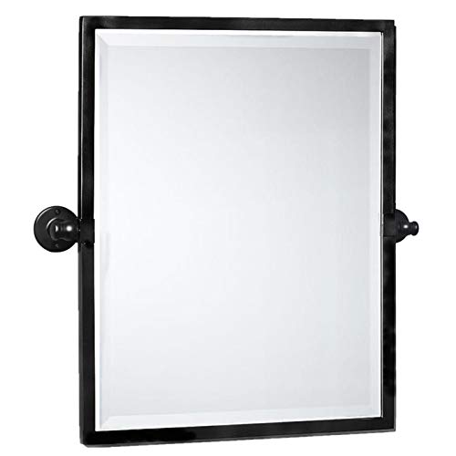 TEHOME Black Metal Framed Pivot Rectangle Bathroom Mirror Tilting