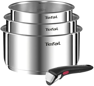 Ingenio Emotion - Juego de 3 Cazos, Acero Inox, Sin Revestimiento