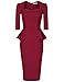 MUXXN Women's 50s 3/4 Sleeve Peplum Business Pencil Dress