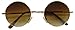 Small Round Classic 60s John Lennon Circle Metal Frame Sunglasses w/Spring Temple Hinges (Gold, Brown)