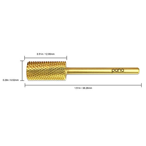 Pana 3/32" Safety Nail Carbide Bit - Gold Large Barrel Head (Grit: Medium - M) for Electric Dremel Drill Machine