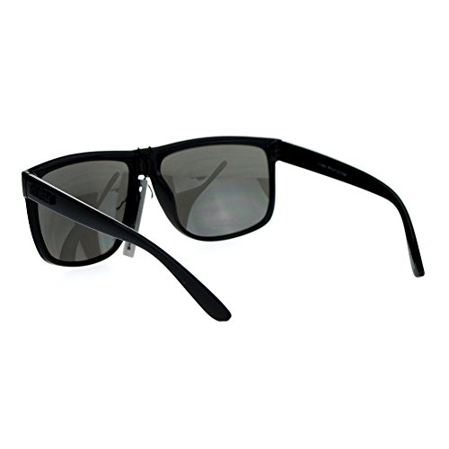 KUSH Square Sunglasses Mens Classic Shiny Black Shades Gold Mirror UV 400