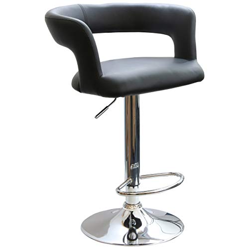 AmeriHome BS2440 Black Adjustable Height Vinyl Padded Bar Stool