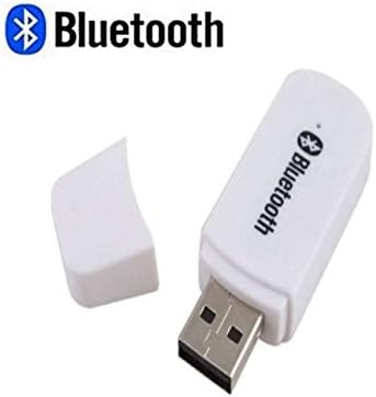 Click2u USB Bluetooth Music Audio Receiver Adapter for Home Stereo Wireless music adapter for Portable Speakers, Car (Aux in) with 3.5mm Cable-White