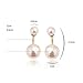 Crystalline Azuria Double Cycle Stud Jacket Earrings with Simulated White Pearls 18K Rose Gold Plated for Women