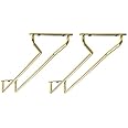 Great Credentials Set of 2-10-Inch Long, Wine Glass Rack, Wire Hanging Rack, Wine Glass Hanging Rack, Wire Wine Glass Hanger Rack, Stemware Rack, Under Cabinet, Brass Finish