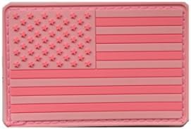 United States American Flag PVC Silicone Rubber Patch Tactical Military Velcro Patch 3"x2" (Light/Med Pink)