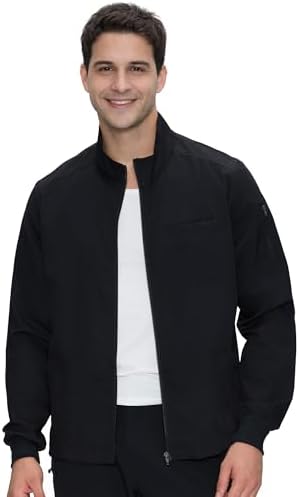 Amazon.com: Cherokee Men's Scrub Jacket Snap Front Medical with 3