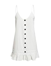 Minivestido de verano con cuello en V para dama, sin mangas