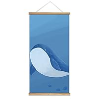 Hanging Poster with Wood Frames Blue Whale Canvas Artwork Wall Picture Home Decoration - 18