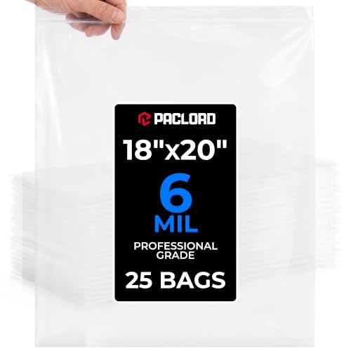 18" x 20" Extra Large Reclosable Plastic Zip Bags, 25 Count at Amazon