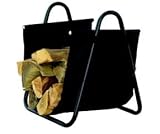 Black Log Holder W/Heavy Canvas Carrier