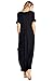 12 Ami Solid V-Neck Pocket Short Sleeve Loose Maxi Dress Black L