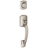 Schlage F92 GRW 619 Greenwich Exterior Half of Dummy Handleset Lever, Satin Nickel