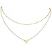 Zealmer Gold Tone Triangle Pendant Double Layer Necklace With Adjustable Chain For Women