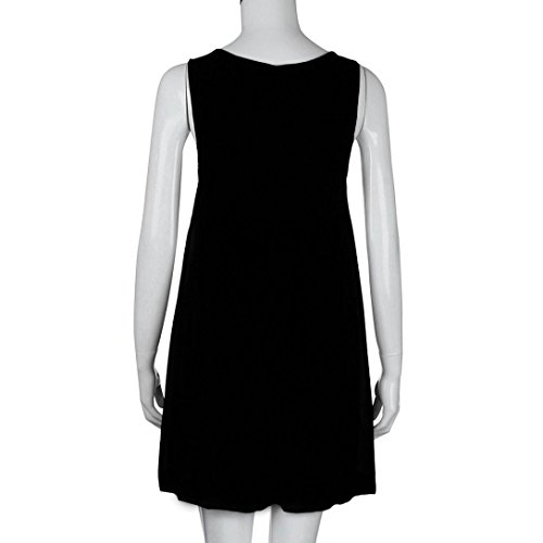 Women Dress Plus Size,Clearance! AgrinTol Women Summer Sleeveless Loose V-Neck Cross Chiffon Dress (3XL, Black)