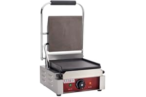 Kratos Commercial Electric Panini Sandwich Grill with Smooth Plates, 9" x 9" Cooking Surface, Commercial Countertop Panini Press, 120V, 1750W (29Y-018)
