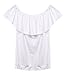 ICOOLTECH Women's Off Shoulder Boho Shirt Loose Blouses Casual Crop Tops (L(US 6-8), White)