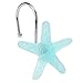 Beach Shower Curtain Hooks, Glow in The Dark, Unique Blue Starfish, Seashell, Conch and Seahorse, Stainless Steel Hooks, Beachcomber Collection Ocean Seaside Pretty Bathroom Décor